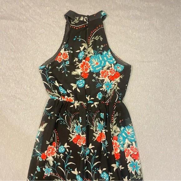As U Wish Floral Maxi Dress Sleeveless Halter Size Medium - Picture 5 of 8